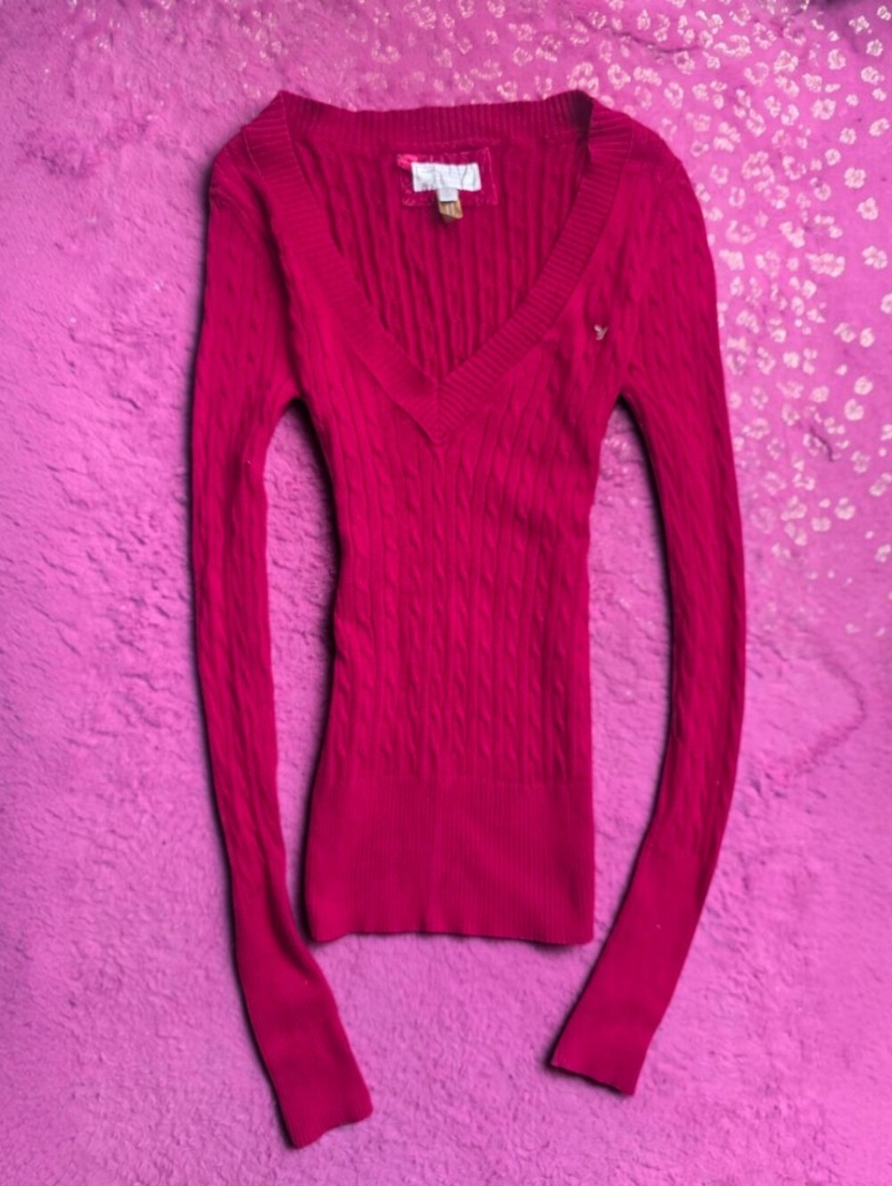 American Eagle Elena Gilbert red knit sweater 2000s Y2k Size Small